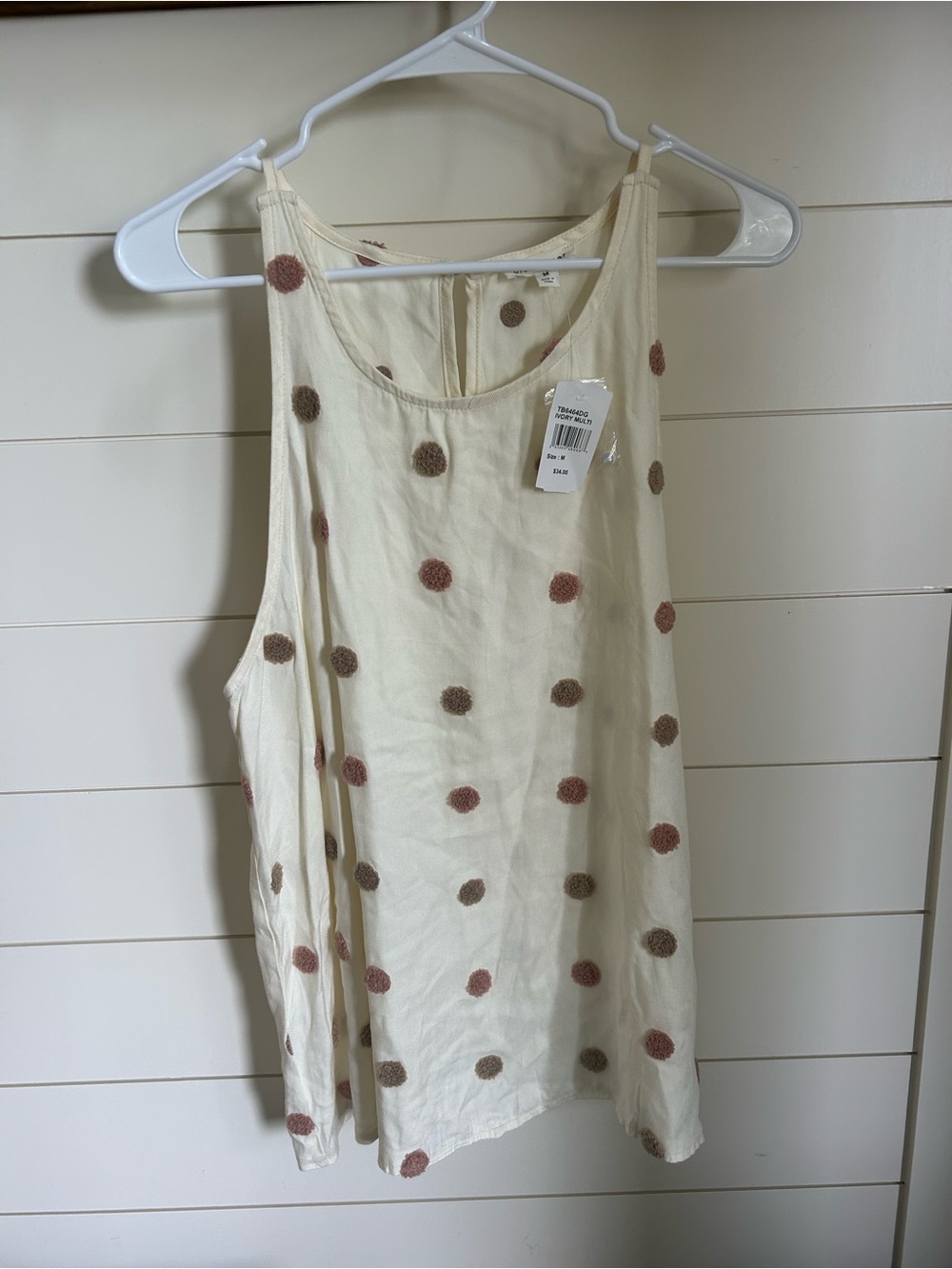 Women’s Ivory Polka Dot Tank Top by Blu Pepper